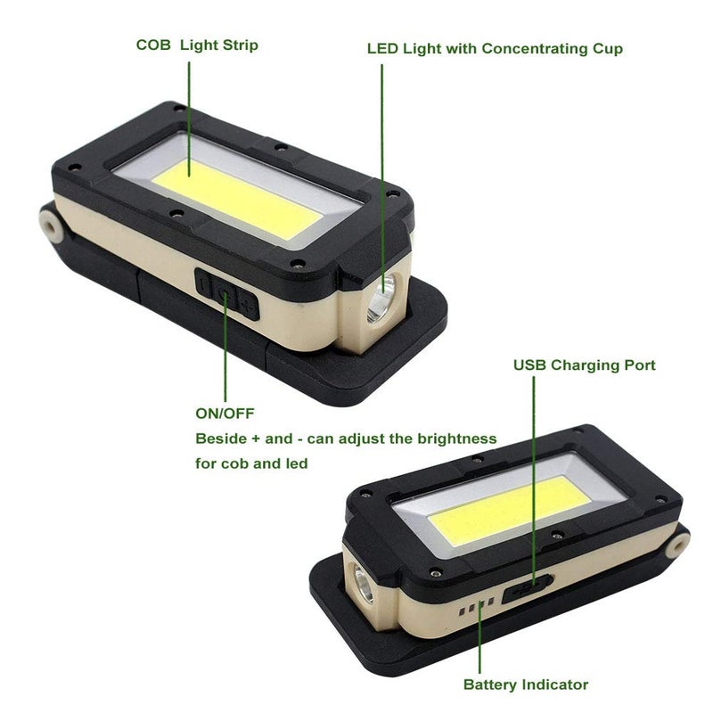 JGA JOGGING ARM Magnetic LED Portable Working Light Rechargeable LED Work Flashlight Super Brightness 180 Rotatable Folding Snap Working Light for Car Repairing Emergency Camping Mountain Climbing - Image 4